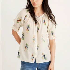 Madewell Smocked Button Down Top Classic Corsage